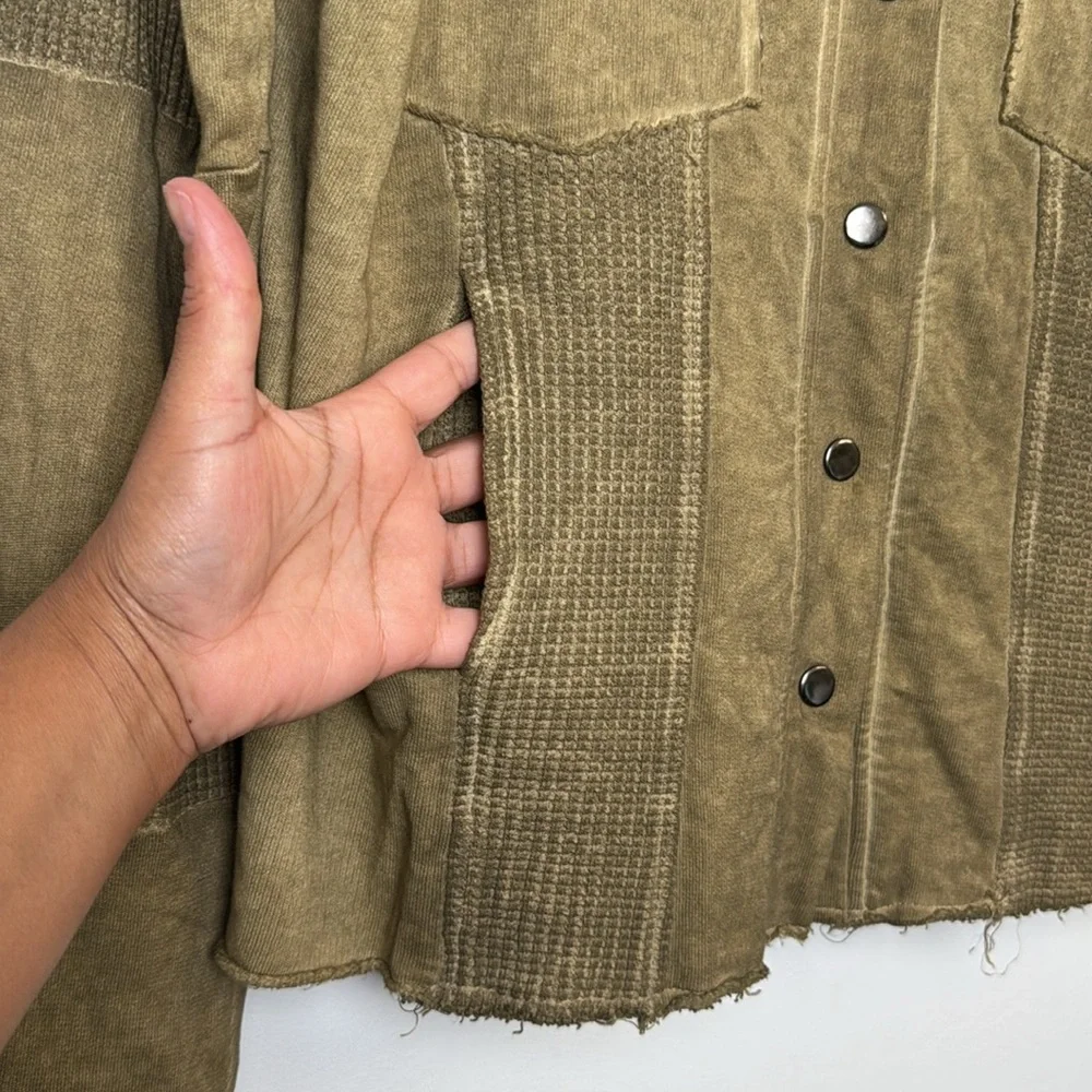 POL woman's I oversized  Olive Green shirt Jacket sz S - Picture 4 of 7